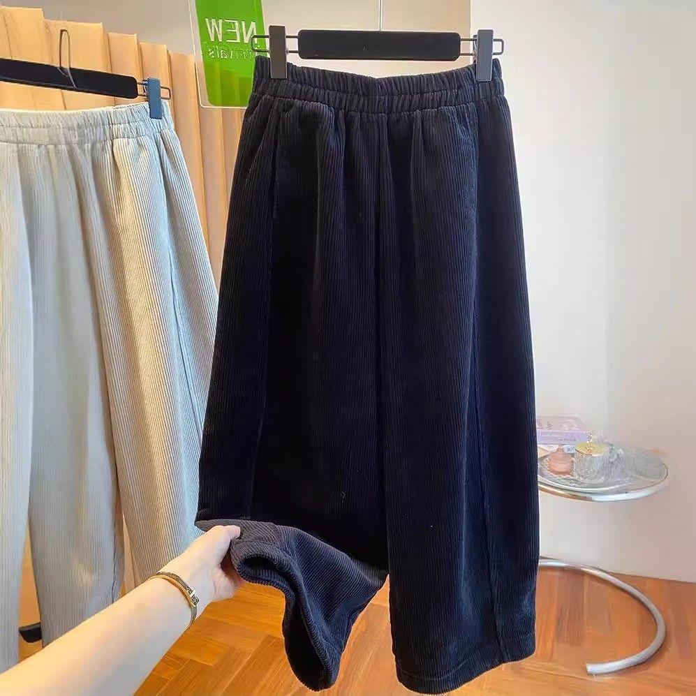 Premium Velvet Wide-Leg Cropped Pants for Women - Autumn/Winter 2026 New, Loose, Versatile, and Trendy
