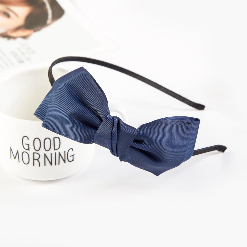 Korean Plaid Fabric Striped Headband with White Edge Knot for Women