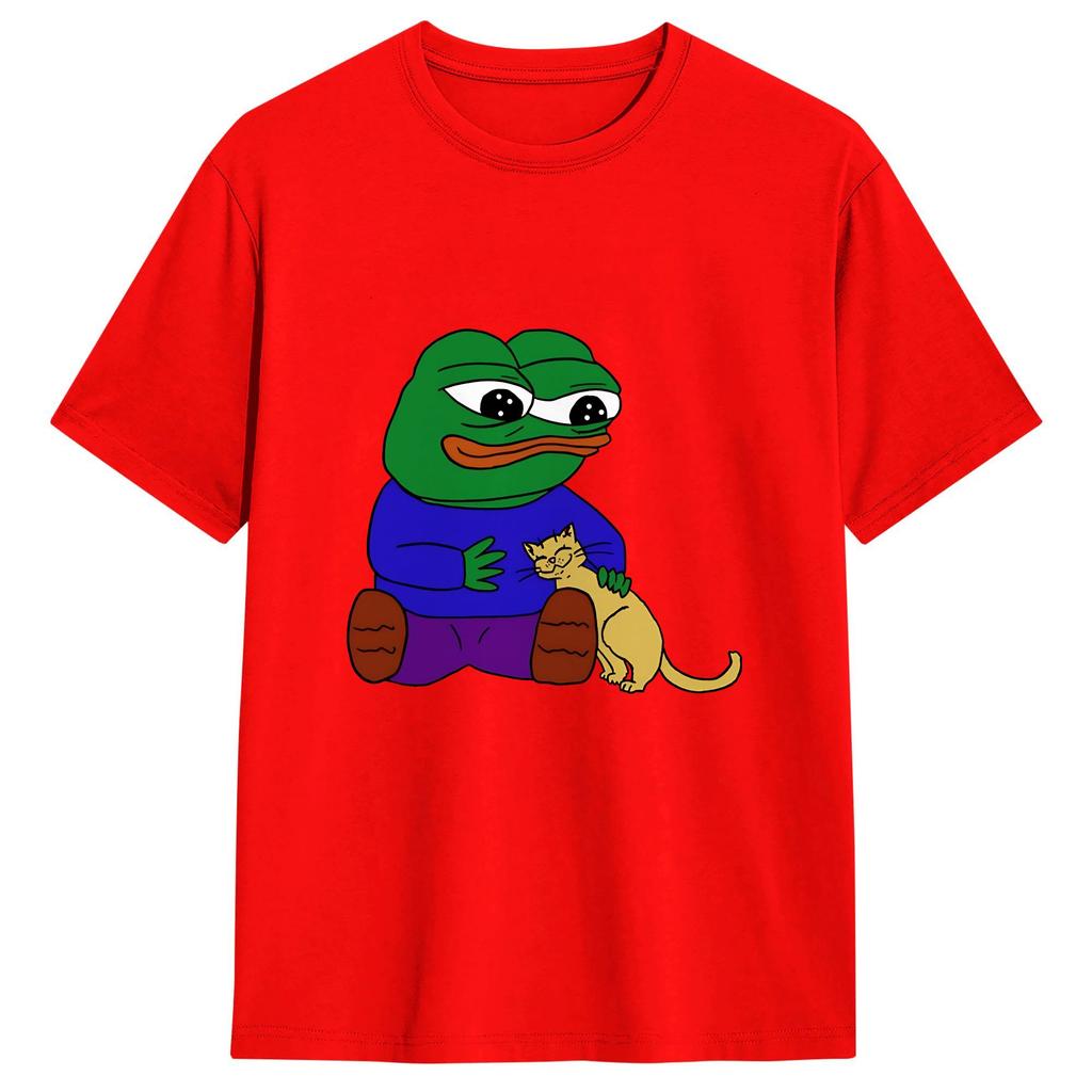 Unisex Tshirt Pepe The Frog Leisure Pure Cotton Tee Shirt Short Sleeve T Shirt Crew Neck Clothes Printed