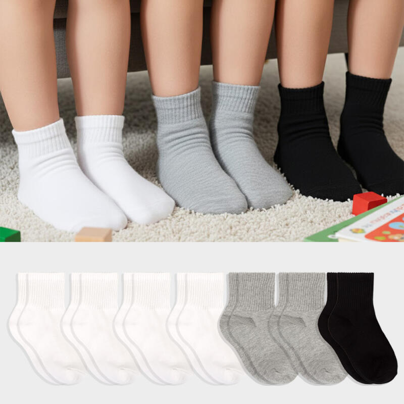 10-Pair Set of Basic Mid-Calf Socks for Kids mix
