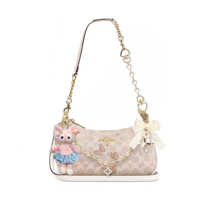 

COACH shoulder bag [Customized bag] Teri 24 classic presbyopic Logo zipper closure, pendant, scarf, bow, printing, extension Aoyama Hidden Basics білий