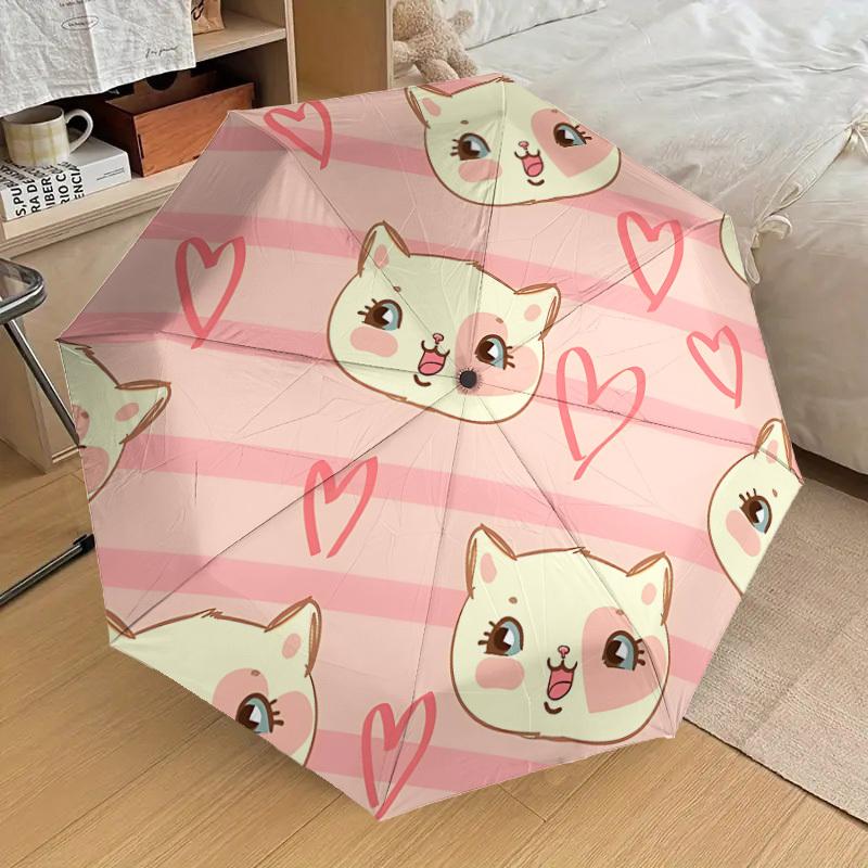 

1pc Kawaii Cat Faces Automatic Folding Umbrella, 8 Ribs Iron Frame, Suitable for Outdoor Travel and Daily Use yy251120201