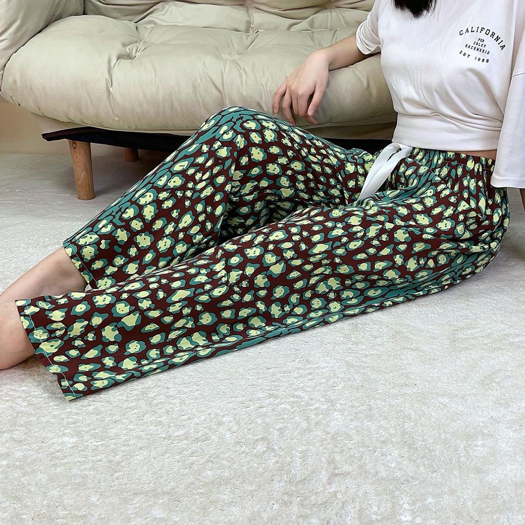 Summer Thin Cotton Rayon Ultra-Light Puff Wide Leg Ankle Pants for Women  Home Pants Plus Size Artificial Cotton Pants