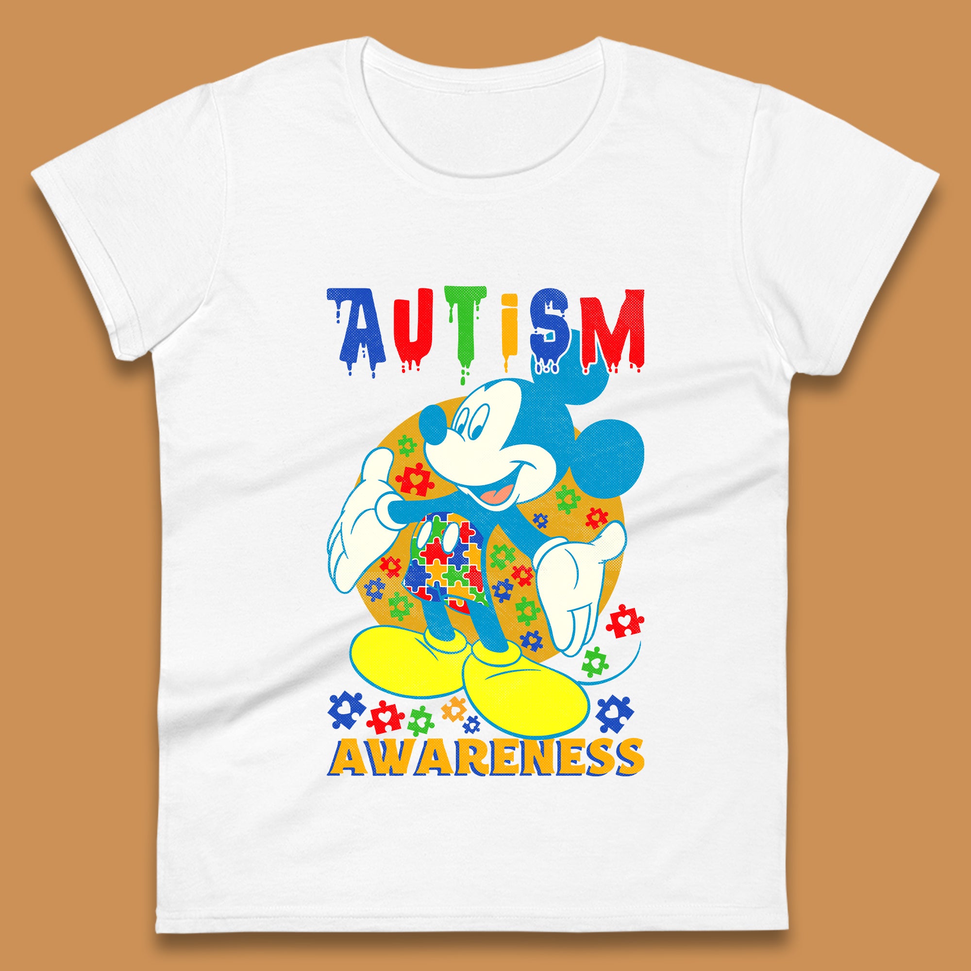Autism Awareness Mickey Mouse Womens T-Shirt Mens Tops Tees Unisex 3XL