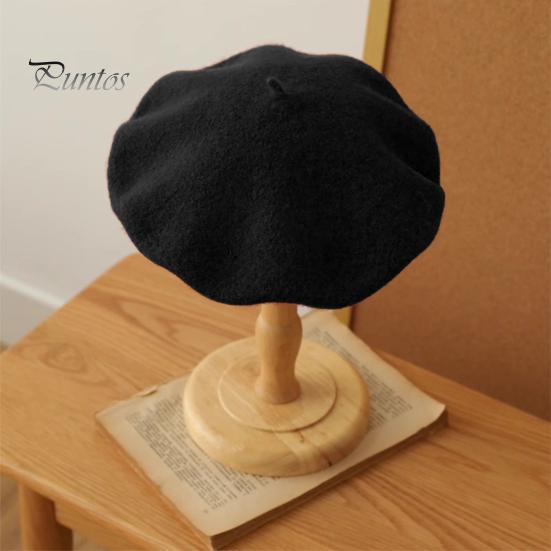 Women Beret Vintage Solid Color Painter Hat Wool Blend French Style Artist Cap Lightweight Headwear for Party Outdoor
