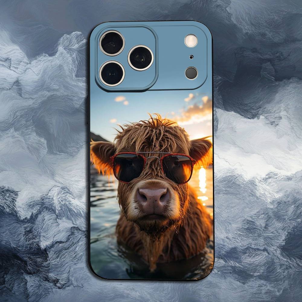 Süße Hochlandkuh Für iPhone 13,17,11,12,16,14,15,Plus,Pro Max,XS,X,XR,SE,Mini,8,7,Weiche Silikon Schwarze Handyhülle