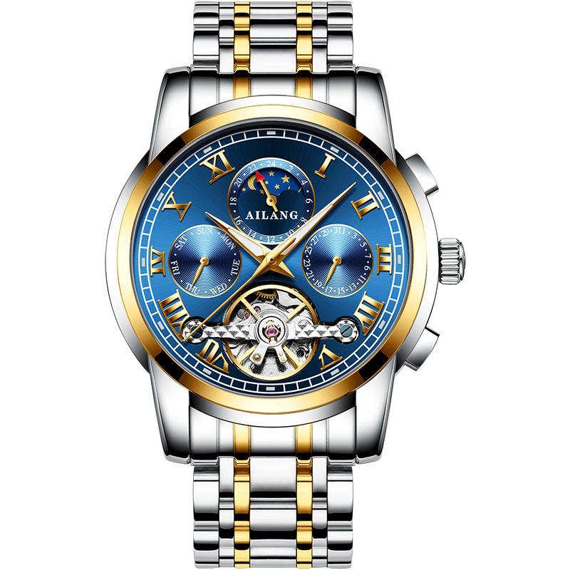 AILANG Neue Business Tourbillon Hohl Vollautomatische Mechanische Uhr Herrenuhr Wasserdichte Herrenuhr