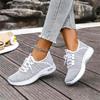 Modische, lässige Schnür-Sneaker aus atmungsaktivem Mesh für Damen, Sommer 2025, runde Zehenpartie, Keilabsatz, bequeme Sportschuhe mit weicher Sohle, Laufschuhe