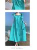 Summer Green Slimming Tie-Up Slip Dress for Women - Seaside Vacation