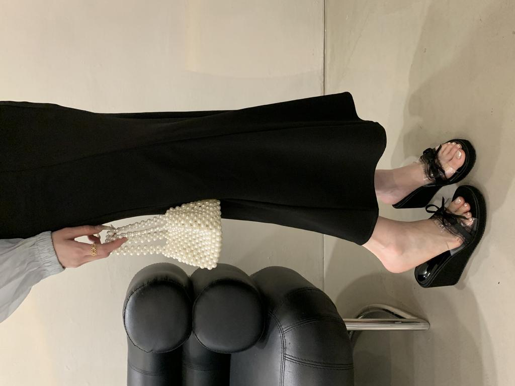 Fairy patent leather slippers slope shoes 2025 new French transparent mesh bow cool round head heel slippers