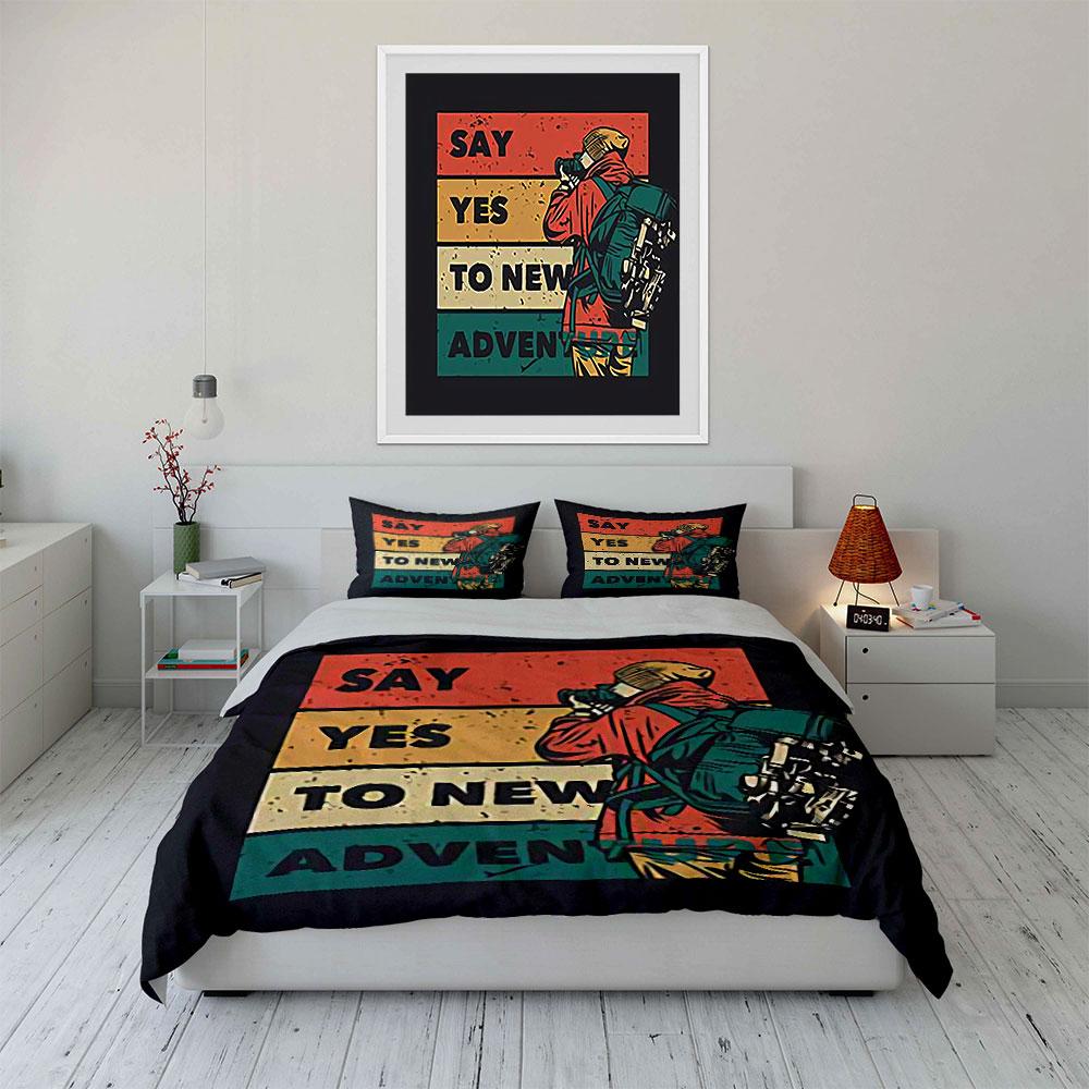 Say Yes to New Adventures Bedding Duvet Cover Set Duvet Cover Pillowcases (1*Duvet Cover 2*Pillowcases, without duvet insert)