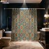 1pc Bohemian Color Retro Pattern Print Waterproof Privacy Partition Shower Curtain With 12 Hooks Multiple Sizes Machine Washable