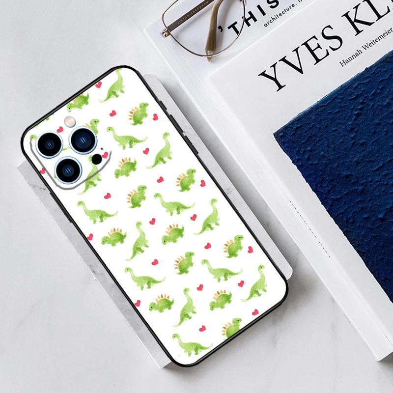 Dinosaur Pattern Case For iPhone 17 Air 14 13 12 11 15 16 Pro Max Mini 15 16 Plus 16e Funda Silicone Cover