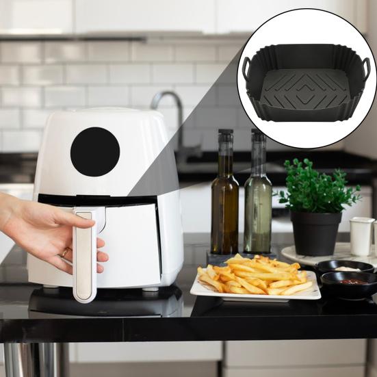 Silikonové vložky do horkovzdušné fritézy Čtvercový pekáč Opakovaně použitelný koš do horkovzdušné fritézy Kuchyňský vařící gadget pro horkovzdušnou fritézu