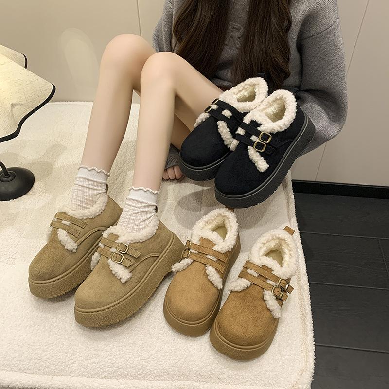 Women's Large Size Soft Sole Winter Warm Fur One Snow Boots Padded Lined Ankle Boots Non-Slip Hiking Casual Sports Cotton Boots Fur Shoes