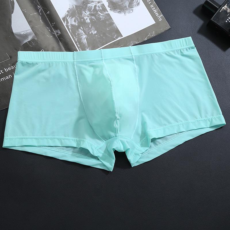 Men's Underwear Ice Silk Flat Angle Pants Transparent Sexy Low Waist Ice Silk Ultra-thin Men's Underwear