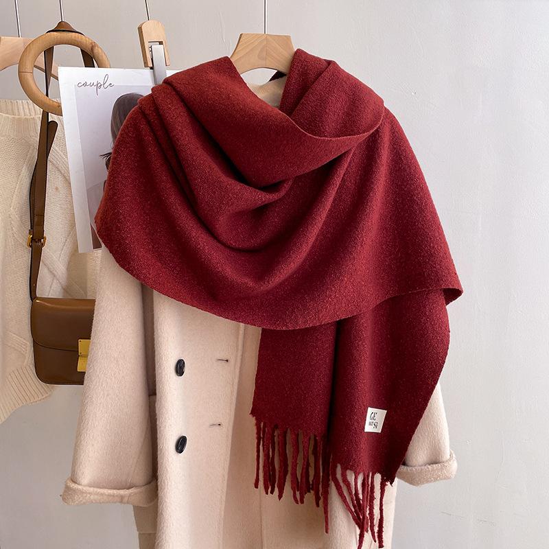 New solid color casual scarf simple fashion scarf men's and women's thickened versatile shawl