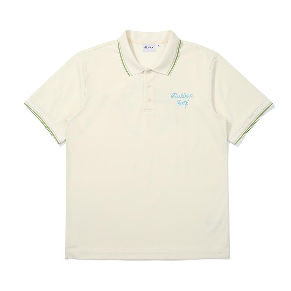 MALBON GOLF Vacation Club Pique Polo Shirt Cream (Man)