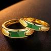 Vergoldete Verstellbare Partnerringe mit Jade-Einlage - Hochwertiger Schmuck für Männer und Frauen