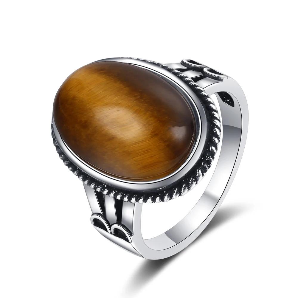 CopperLarge Stone 11x17MM Natural Labradorite Tiger Eye Ring for Women Fine Jewelry Party Wedding Anniversary Gift