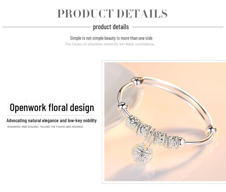 Zhenrong 925 Silber Damenarmband: Palastglocke, Japanischer & Koreanischer Stil, Modische Sterling Silber Rotierende Perle, Ethnischer Stil