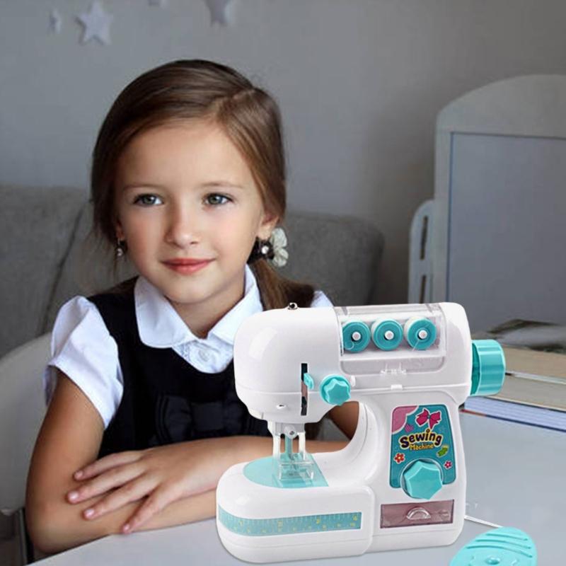 Children Electric Sewing Machine Toy with LED Pretend Play Emulational Educational Household Baby Girls Gift Play Set