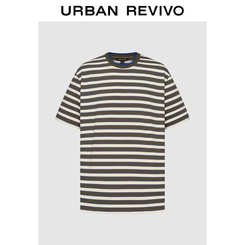 UR2026 Men s Color-Block Stripe Round Neck T-Shirt L