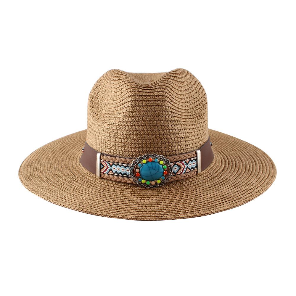 Fashion straw hat women European and American wide-brimmed beach jazz top hat summer hat sun hat new sunscreen hat