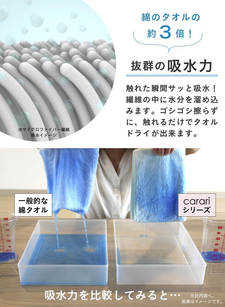 Carari Face Triple Absorbent Microfiber CB Carari One Towels, ONE, Yellow, 4-Pack, Quick-Drying, Marshmallow-Soft, Fluffy, 30x80cm, Japan,