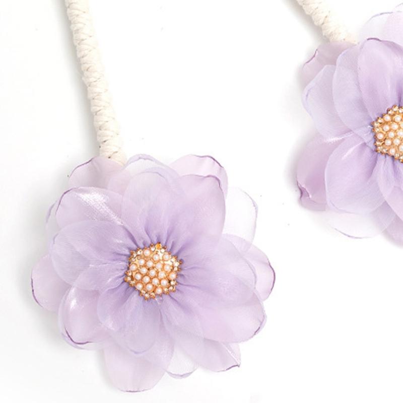 2Pcs Handmade Flower Curtain Tieback Elegant Decorative Clip Window Drapery Holdback Buckles Tie for Living Room Bedroom