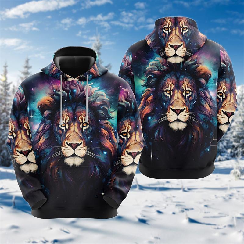 Cross Lion 3D Printed Hoodies For Men Clothing Harajuku Fashion Animal Graphic Sweatshirts Casual Boy Tracksuit Women Gift Tops