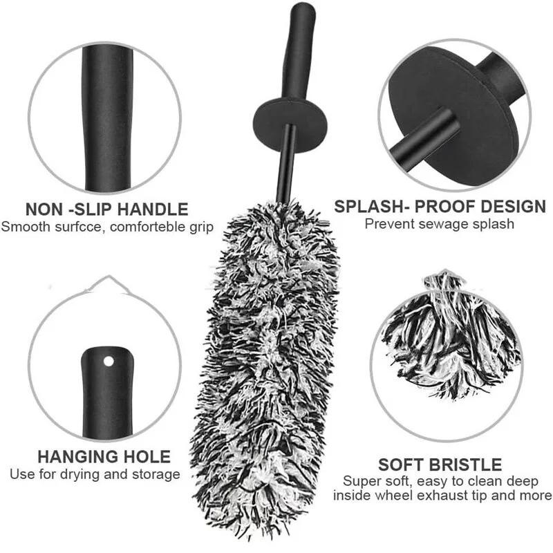 Mikrofaser-Felgenwaschbürste für Autofelgen, Premium-Felgenbürste, rutschfester Griff, leicht zu reinigendes Autozubehör