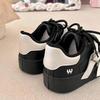 Spring and Autumn Big Head Black Bread Shoes Women's Platform White Shoes New Versatile Casual Board