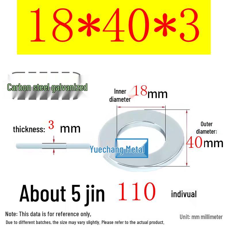 Galvanized Iron Flat and Square Washer Set - Thick, Enlarged, Extra Large, and Special Shapes