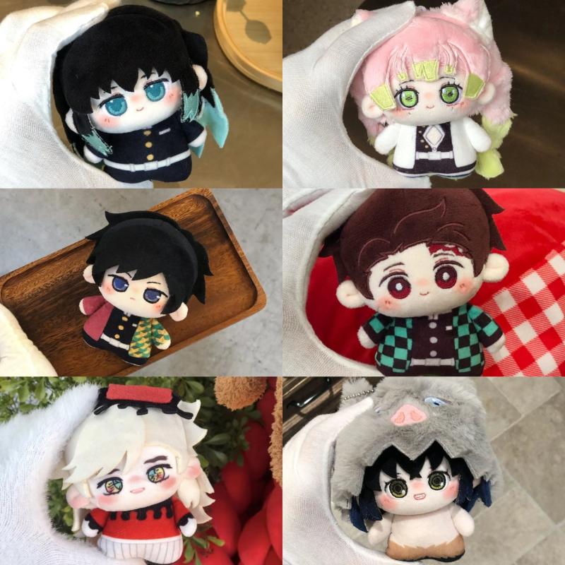 Demon Anime Figure Giyu Tomioka Mitsuri Kanroji 10Cm Cotton Doll Plush Keychain Toy Cute Desktop Decoration Gift For Fans