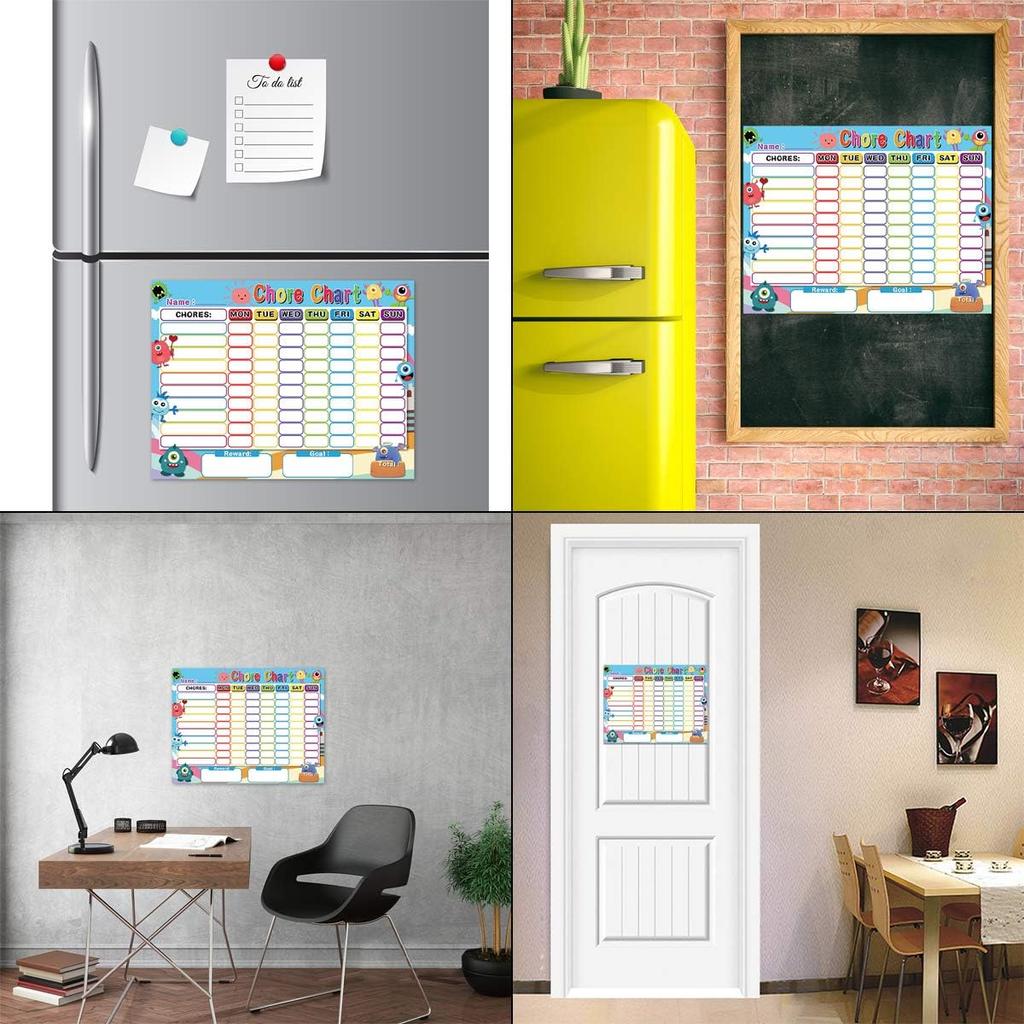 Fancy Land Dry Erase Chore Chart for Kids Reward Chart Reble Self-Adhesive Behavior Chart for School Home Classroom 8 Pack