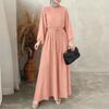 ZANZEA Abito casual da donna con scollo rotondo e maniche lunghe, ampio e plissettato