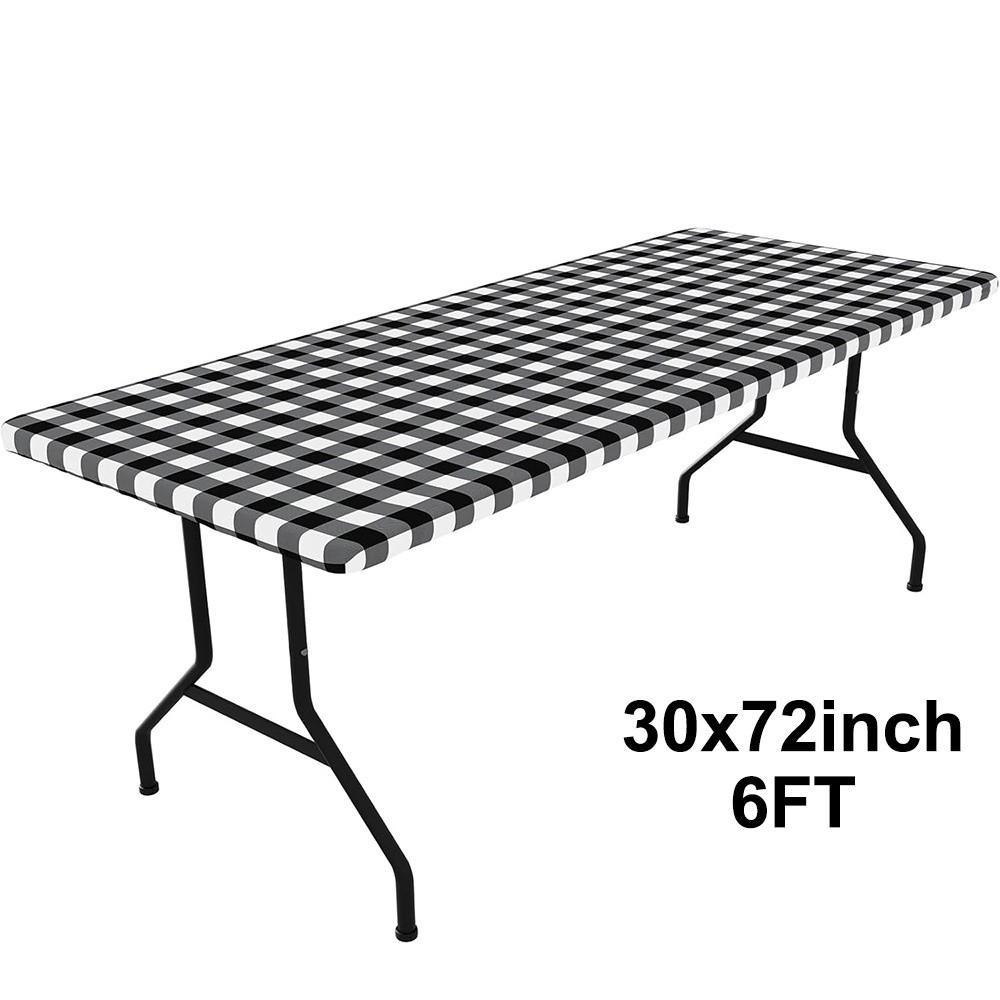 New 30x72inch Spandex Tablecloth 6FT Rectangle Oil-Proof Fitted Table Cover Waterproof Table Protector Dining Tables