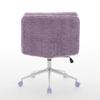W26.4 Inch Wider Seat Office Chair,Artificial Rabbit Hair Home Chair with Metal Base,Adjustable Desk Swivel Chair,Vanity Chair(Violet) ,DE1875VT