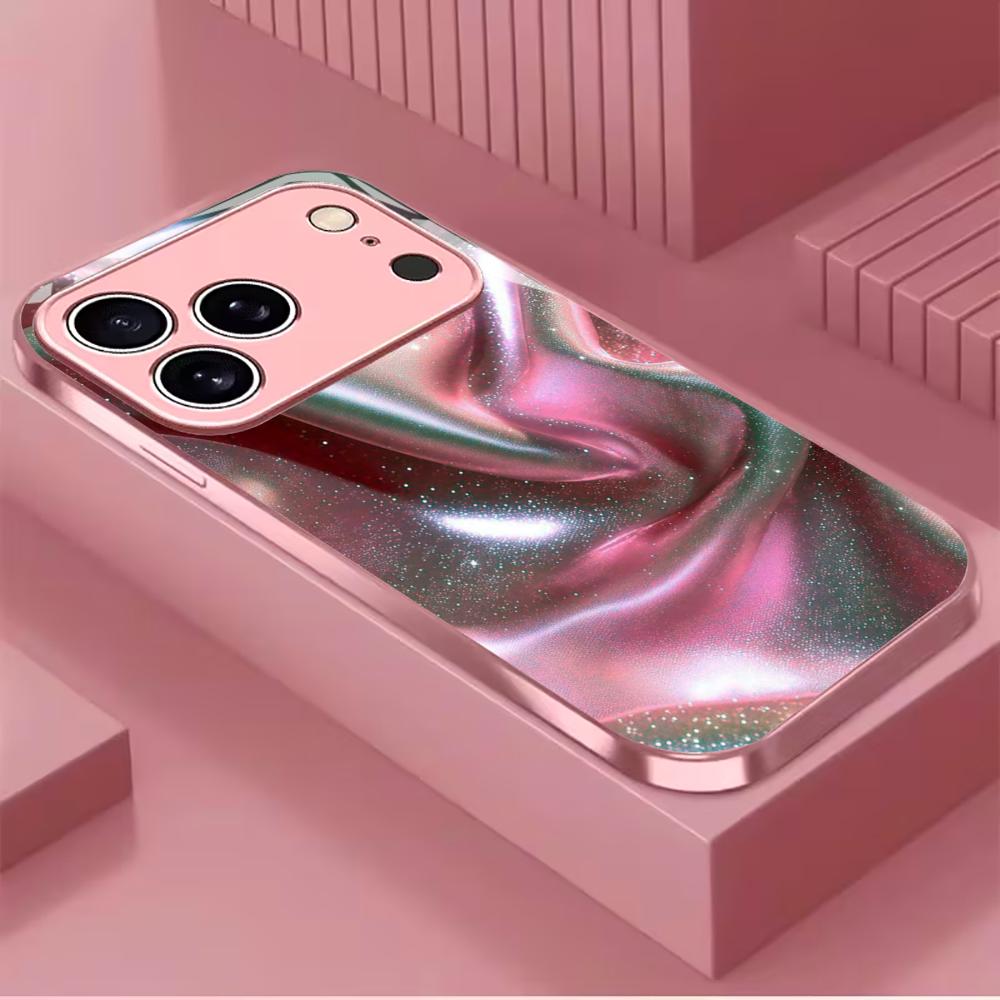 Greative Pink Phone Case High-end Phone Case Electroplated Glass TPU PhoneCase for iPhone 17 16 15 14 13 12 11pm Pro Plus