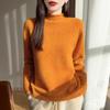 Women's 100% Pure Wool Sweater, Rolled Hem, Half-High Collar, Double-Ply, Thickened Knit, Rhinestone Inlaid, New Autumn/Winter Style