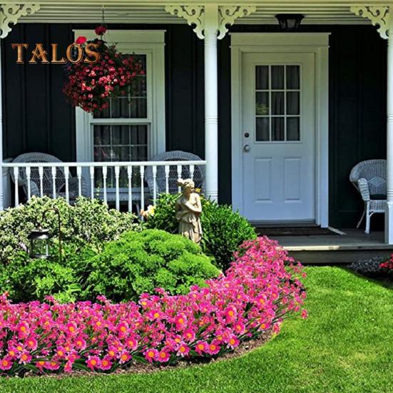 2 Pcs Artificial Daisies Bunch Weatherproof Fake Plants Faux Greenery Artificial Daisies for Indoor Outside Garden Porch Wedding Decor