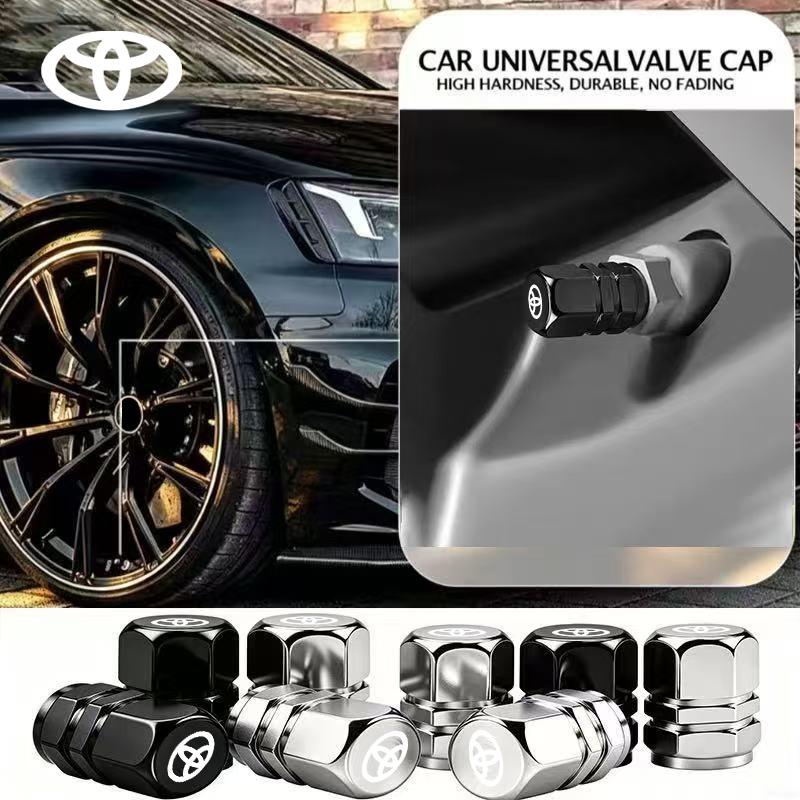 4Pcs Car Wheel Tire Air Valve Caps Stem Cover with Color Brand Logo For Toyota RAV4 Corolla Camry Frontier Supra C-HR Hilux Taco