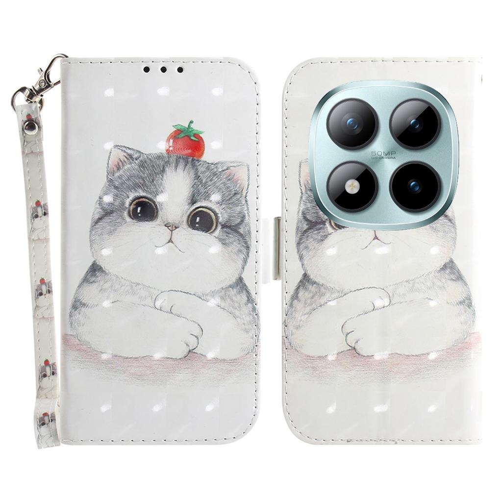 עבור Xiaomi Redmi Note 15 Pro 5G (גלובלי) ארנק עור עם הדפסת דוגמה, כיסוי טלפון עם רצועת יד