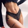 Women's Solid Color Lace Chain V Pants Sexy Black Metal Thong Low Waist Transparent Underwear