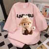 LABUBU Clothes T-shirt Korean Oversize Summer Loose Unisex Men Tops Unique Blouse Baju Perempuan Murah Lengan Panjang Wanita Baggy