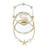 3 Pcs/Set Summer Bohemia Shell Bracelet Set for Women Gold Silver Color Starfish Charm Pearl Chain Bangle Beach Vacation Jewelry