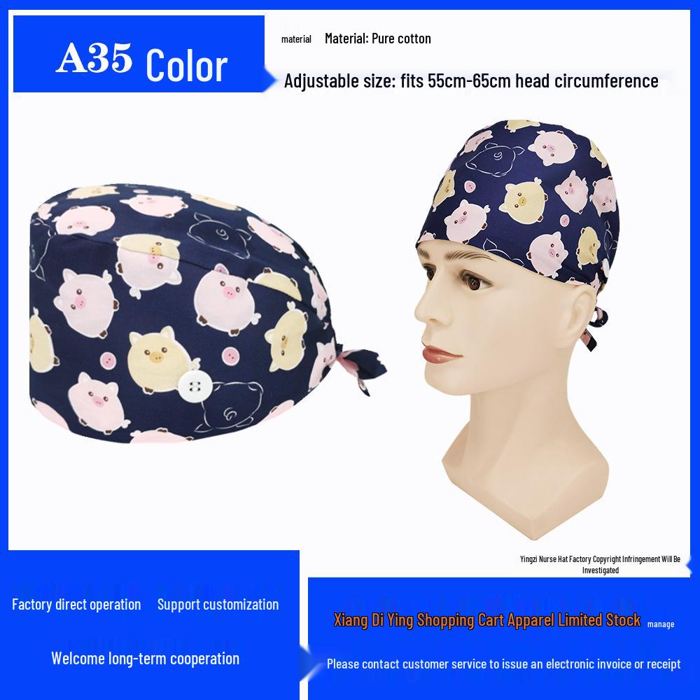 Pure Cotton Printed Surgical Cap for Nurses and Doctors