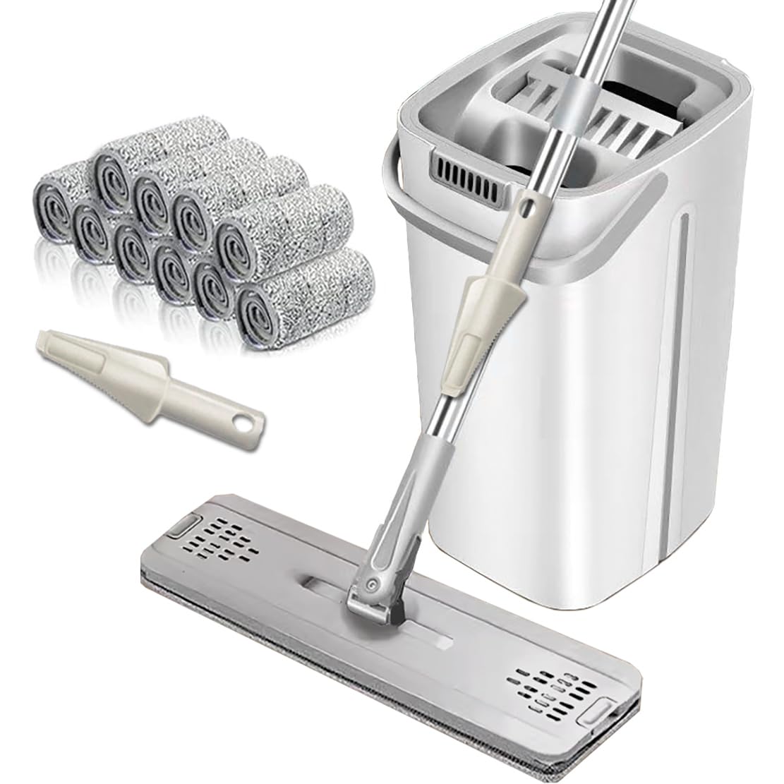 

YartanXing Швабра для пола с отжимом и ведром, 10 сменных насадок, не требует мытья рук, не требует наклонов, не белый