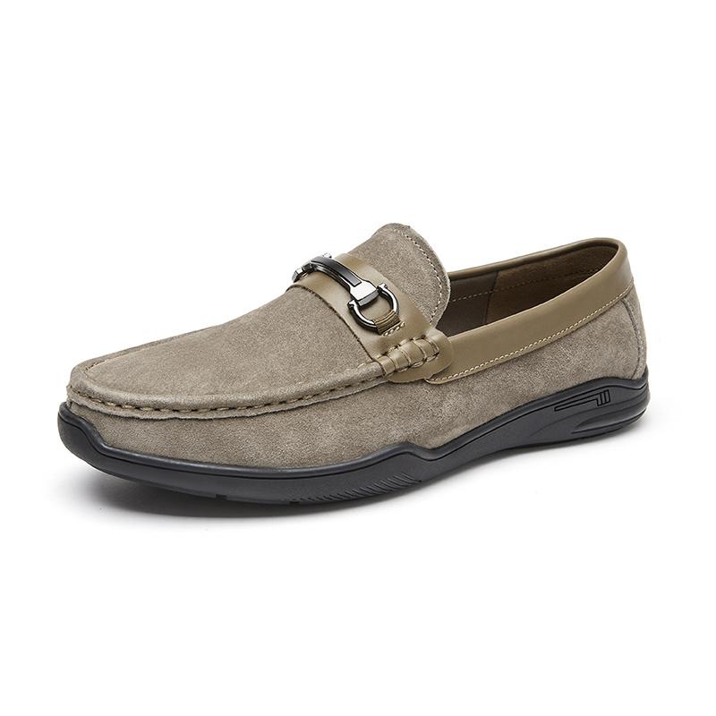 Fashion Handmade Mens Casual Leather Loafers Handmade Casual Driving Flats Slip-on Shoes Comfy Moccasins Metal Buckle Male Business Shoe